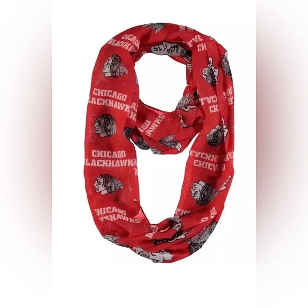 Chicago‎ Blackhawks All Over Team Logo Infinity NHL Hockey Sports Scarf Sz 990